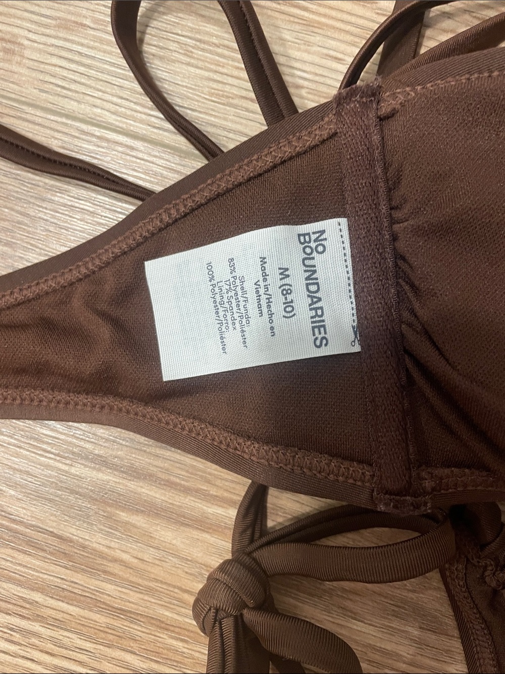 No Boundaries Brown Halter Tie Bikini Set - Picture 3 of 3